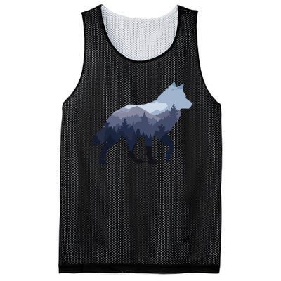 Lone Wolf Survives The Mountain Silhouette Art Mesh Reversible Basketball Jersey Tank