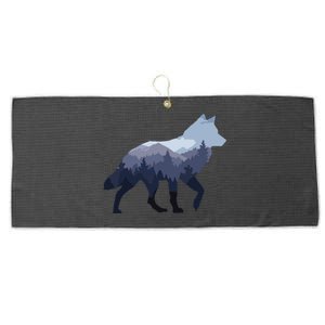 Lone Wolf Survives The Mountain Silhouette Art Large Microfiber Waffle Golf Towel