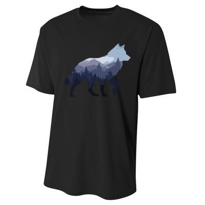 Lone Wolf Survives The Mountain Silhouette Art Performance Sprint T-Shirt