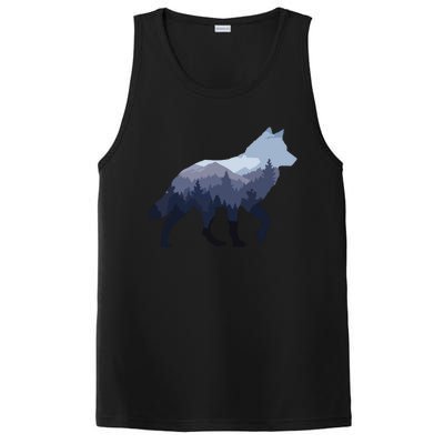 Lone Wolf Survives The Mountain Silhouette Art PosiCharge Competitor Tank