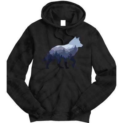 Lone Wolf Survives The Mountain Silhouette Art Tie Dye Hoodie