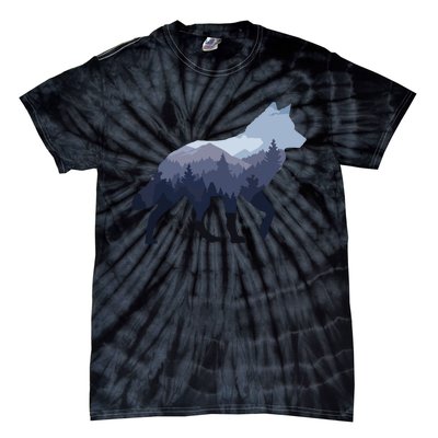 Lone Wolf Survives The Mountain Silhouette Art Tie-Dye T-Shirt