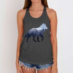 Lone Wolf Survives The Mountain Silhouette Art Women's Knotted Racerback Tank