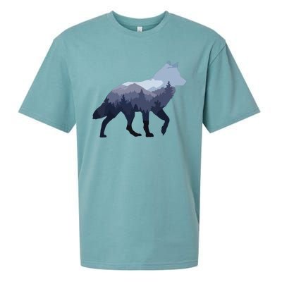 Lone Wolf Survives The Mountain Silhouette Art Sueded Cloud Jersey T-Shirt