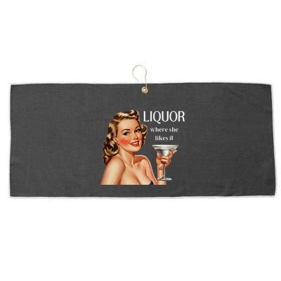 Liquor Where She Likes It Drinking Alcohol Lover Large Microfiber Waffle Golf Towel