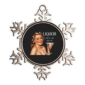 Liquor Where She Likes It Drinking Alcohol Lover Metallic Star Ornament