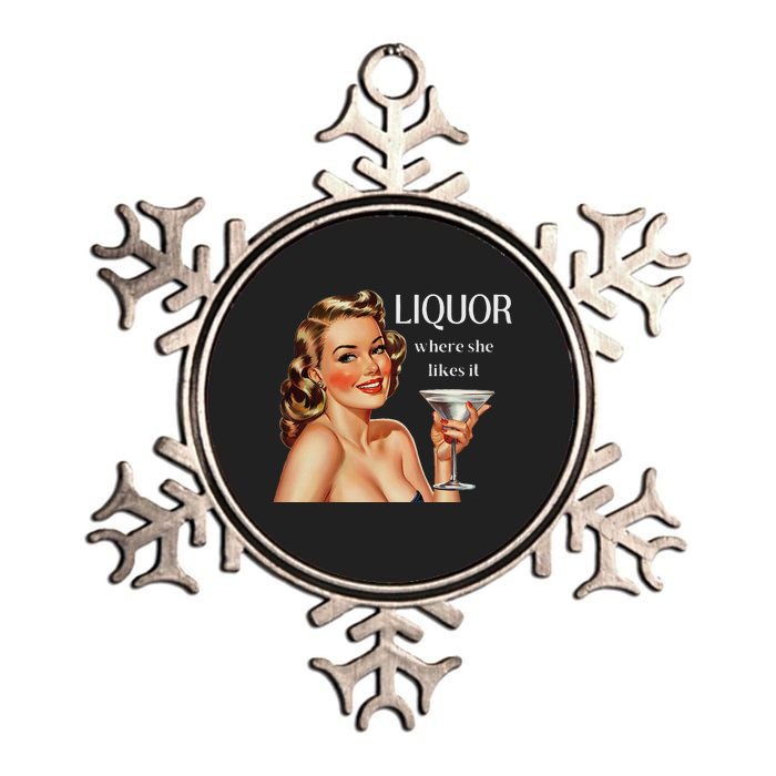 Liquor Where She Likes It Drinking Alcohol Lover Metallic Star Ornament