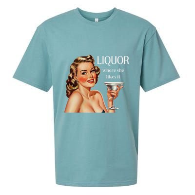 Liquor Where She Likes It Drinking Alcohol Lover Sueded Cloud Jersey T-Shirt