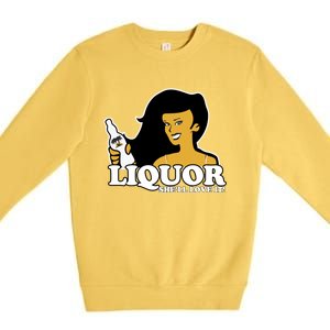 Liquor Where She Likes It Gift For Wine Lover Premium Crewneck Sweatshirt