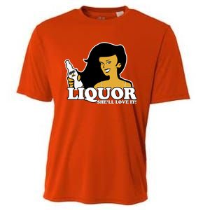 Liquor Where She Likes It Gift For Wine Lover Cooling Performance Crew T-Shirt