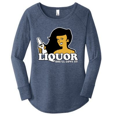 Liquor Where She Likes It Gift For Wine Lover Women's Perfect Tri Tunic Long Sleeve Shirt