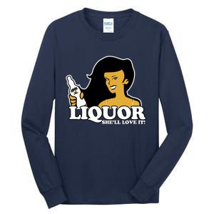 Liquor Where She Likes It Gift For Wine Lover Tall Long Sleeve T-Shirt