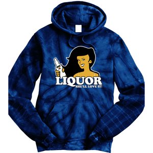 Liquor Where She Likes It Gift For Wine Lover Tie Dye Hoodie