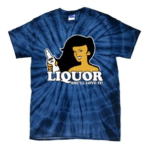 Liquor Where She Likes It Gift For Wine Lover Tie-Dye T-Shirt