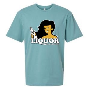 Liquor Where She Likes It Gift For Wine Lover Sueded Cloud Jersey T-Shirt