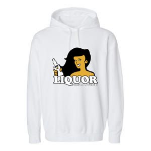 Liquor Where She Likes It Gift For Wine Lover Garment-Dyed Fleece Hoodie