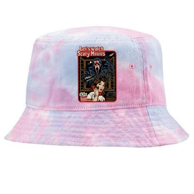 Lets Watch Scary Movie Halloween Ghostface Retro Tie-Dyed Bucket Hat