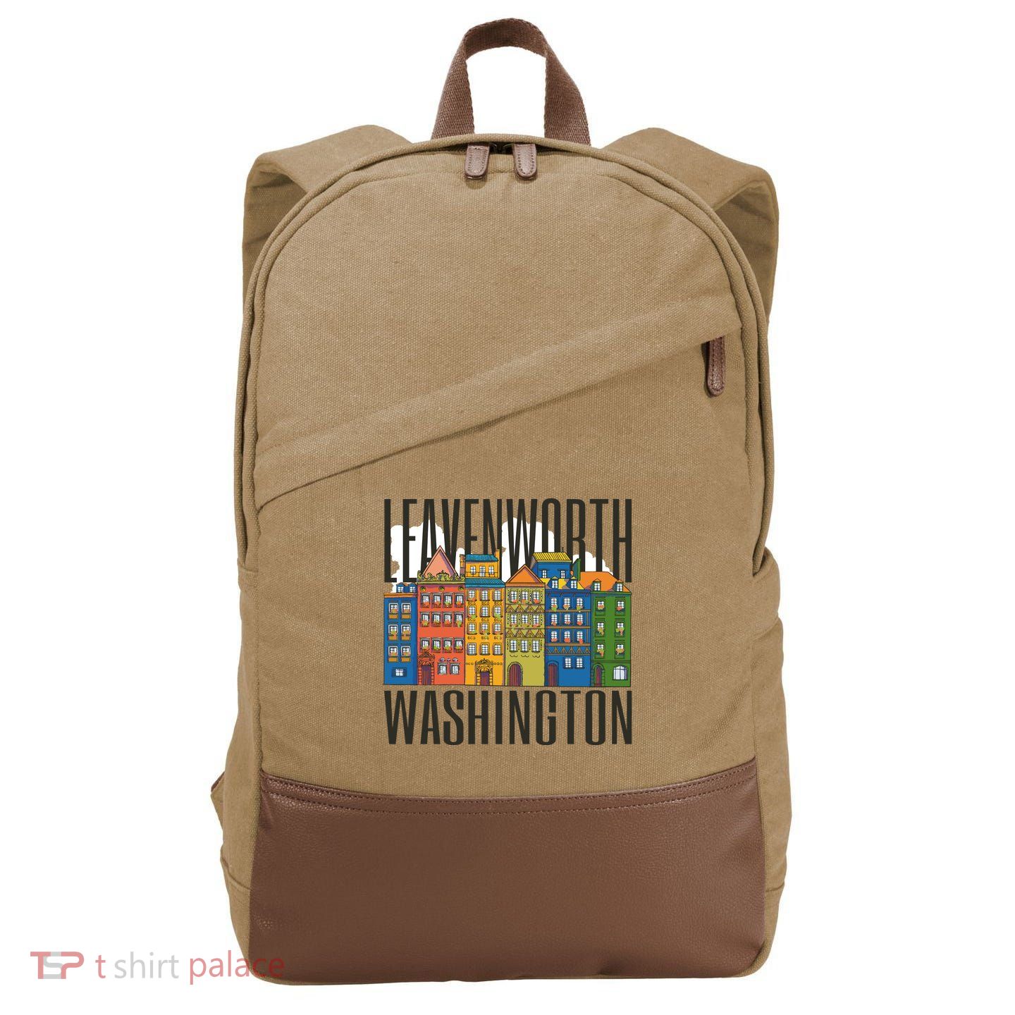 Leavenworth Washington State Cotton Canvas Backpack