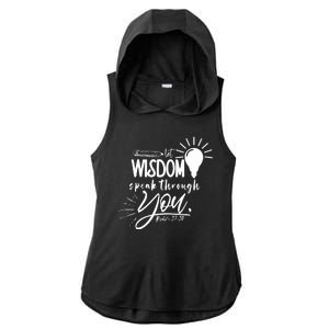 Let Wisdom Speak Through You Psalm 37:30 Bible Verse Ladies PosiCharge Tri-Blend Wicking Draft Hoodie Tank