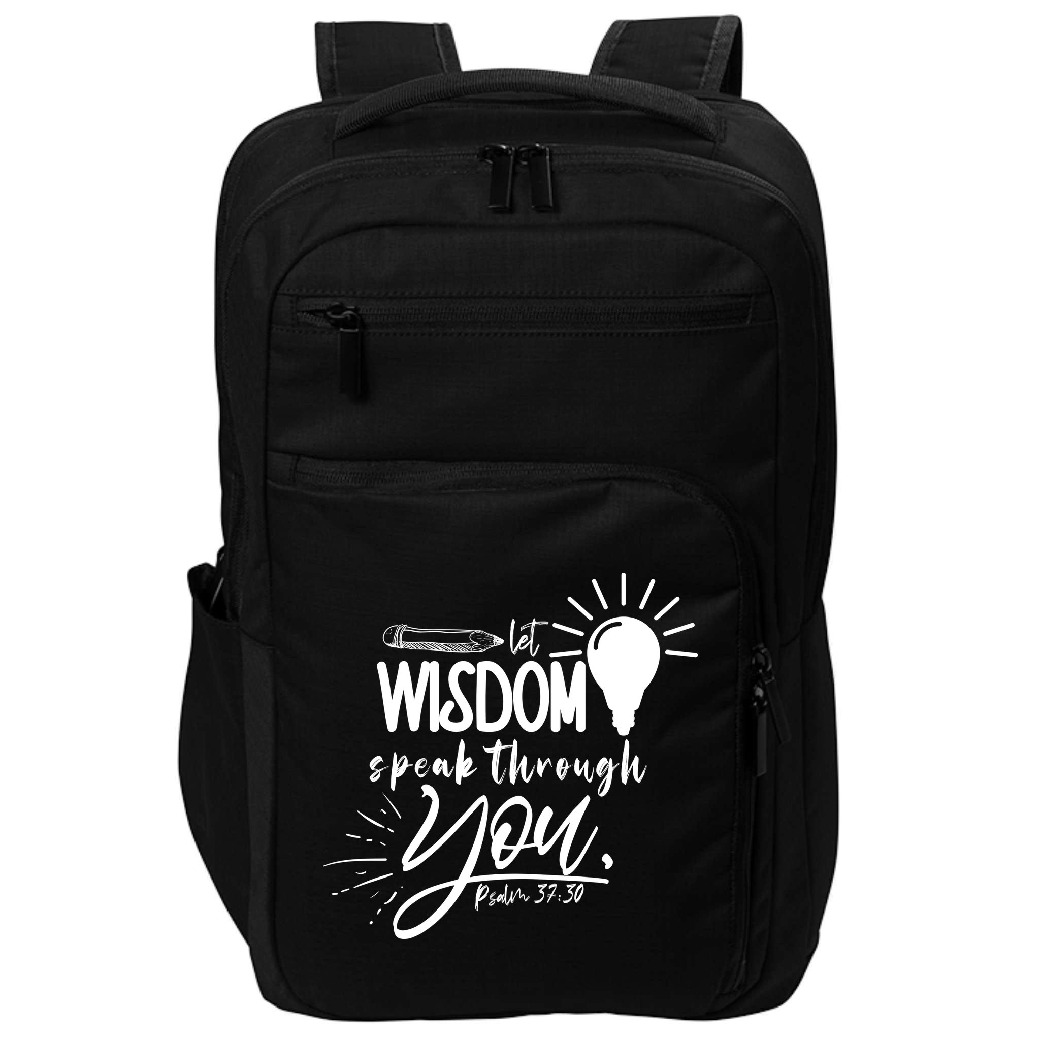 Let Wisdom Speak Through You Psalm 37:30 Bible Verse Impact Tech Backpack