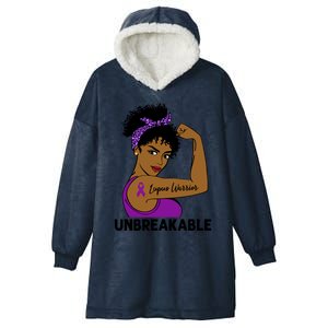 Lupus Warrior Strong Black Unbreakable Awareness Gift Hooded Wearable Blanket