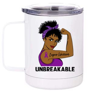 Lupus Warrior Strong Black Unbreakable Awareness Gift 12 oz Stainless Steel Tumbler Cup