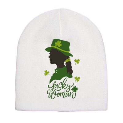 Lucky Woman St Patricks Day Short Acrylic Beanie