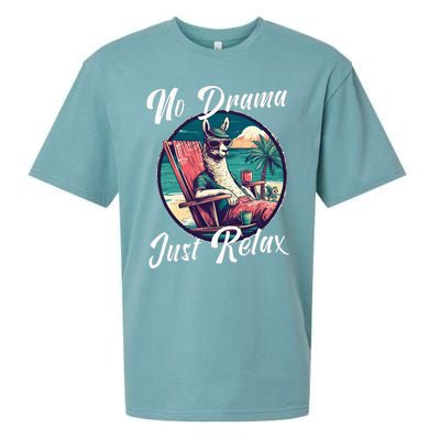 Llama Wear Sunglasses on the Beach No Drama Chill Beach Vibe Sueded Cloud Jersey T-Shirt