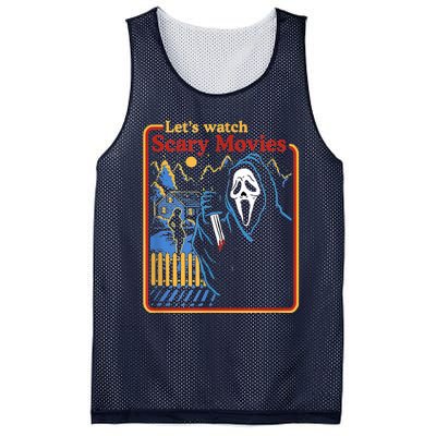 Let's Watch Scary Movies Horror Movies Scary Halloween Ghost Design Mesh Reversible Basketball Jersey Tank