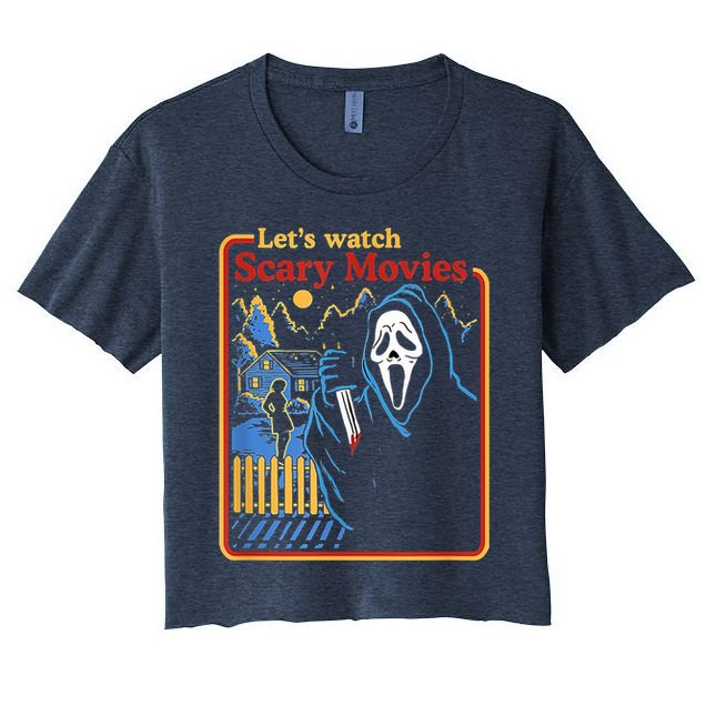 Let's Watch Scary Movies Horror Movies Scary Halloween Ghost Design Crop Top