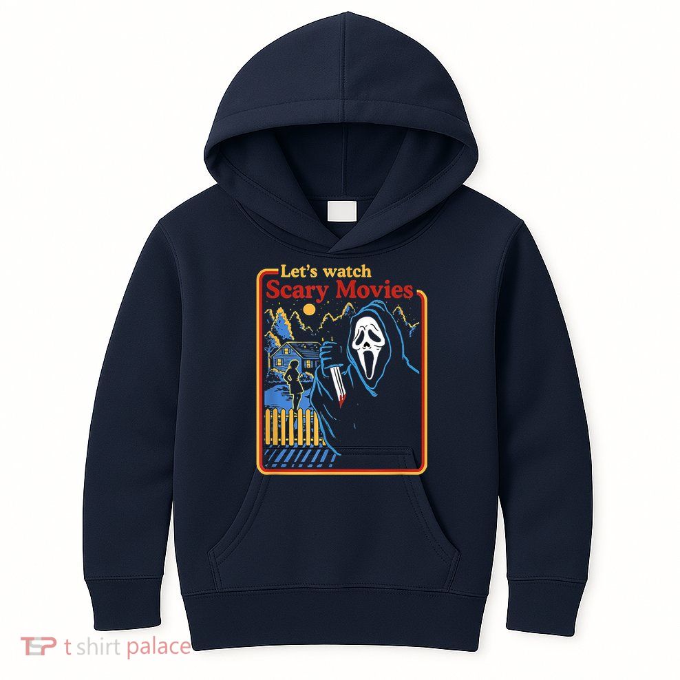 Let's Watch Scary Movies Horror Movies Scary Halloween Ghost Design Kids Hoodie