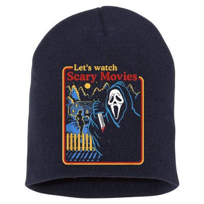 Let's Watch Scary Movies Horror Movies Scary Halloween Ghost Design Short Acrylic Beanie