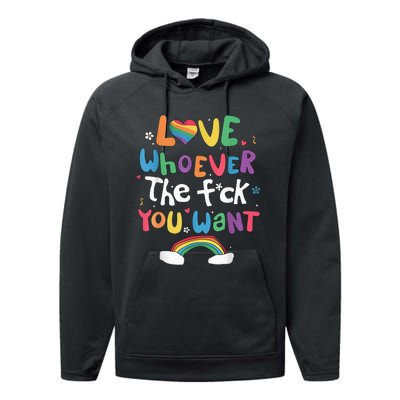 Love Whoever The F You Want Lgbtq Rainbow Performance Fleece Hoodie