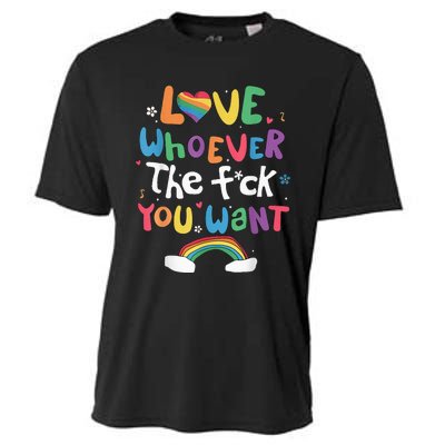 Love Whoever The F You Want Lgbtq Rainbow Cooling Performance Crew T-Shirt