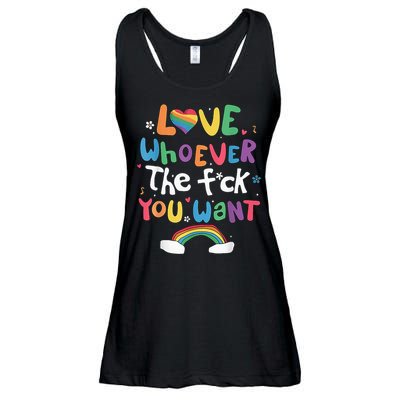 Love Whoever The F You Want Lgbtq Rainbow Ladies Essential Flowy Tank