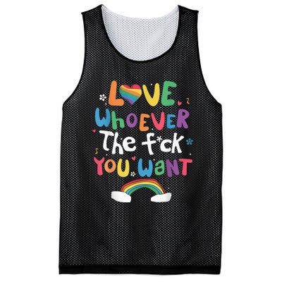 Love Whoever The F You Want Lgbtq Rainbow Mesh Reversible Basketball Jersey Tank