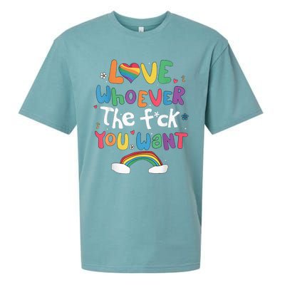 Love Whoever The F You Want Lgbtq Rainbow Sueded Cloud Jersey T-Shirt