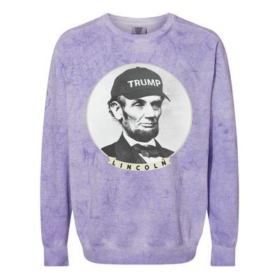 Lincoln Wearing Trump Hat Funny Abe Merica Abraham Colorblast Crewneck Sweatshirt