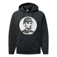 Lincoln Wearing Trump Hat Funny Abe Merica Abraham Performance Fleece Hoodie