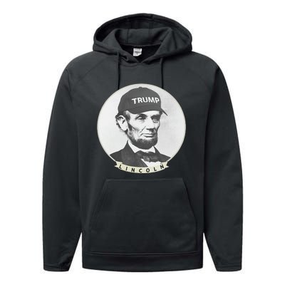 Lincoln Wearing Trump Hat Funny Abe Merica Abraham Performance Fleece Hoodie