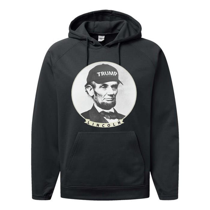 Lincoln Wearing Trump Hat Funny Abe Merica Abraham Performance Fleece Hoodie