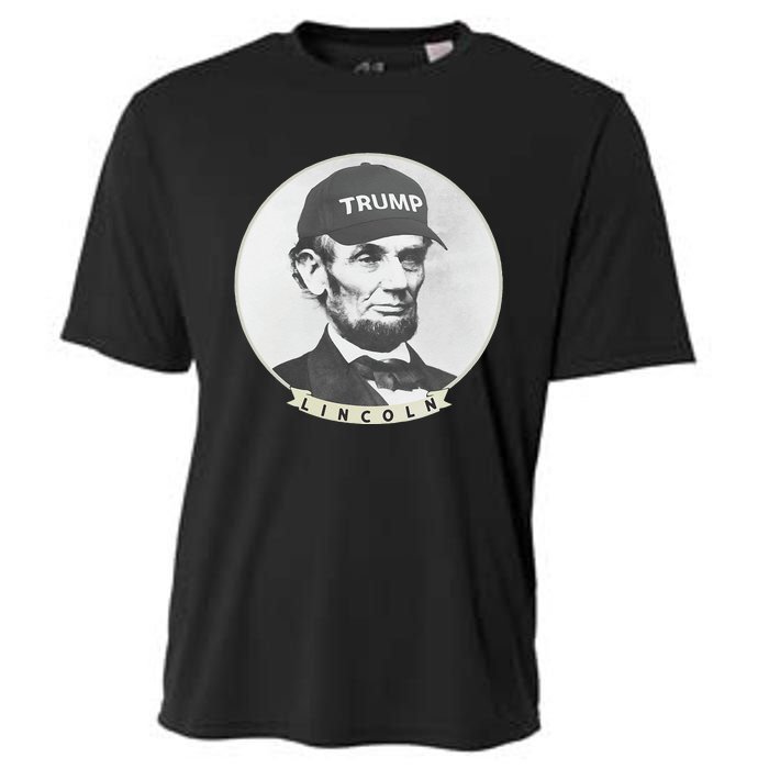 Lincoln Wearing Trump Hat Funny Abe Merica Abraham Cooling Performance Crew T-Shirt