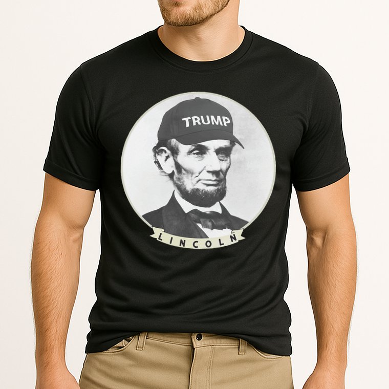 Lincoln Wearing Trump Hat Funny Abe Merica Abraham Cooling Performance Crew T-Shirt