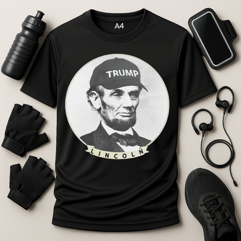 Lincoln Wearing Trump Hat Funny Abe Merica Abraham Cooling Performance Crew T-Shirt