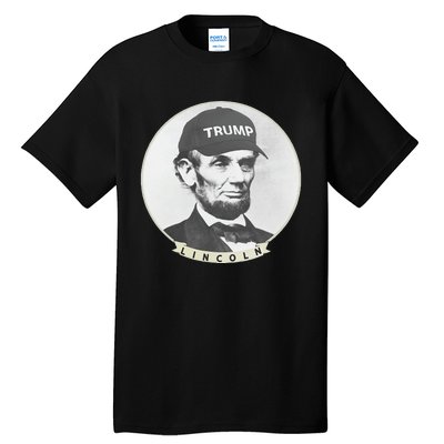 Lincoln Wearing Trump Hat Funny Abe Merica Abraham Tall T-Shirt