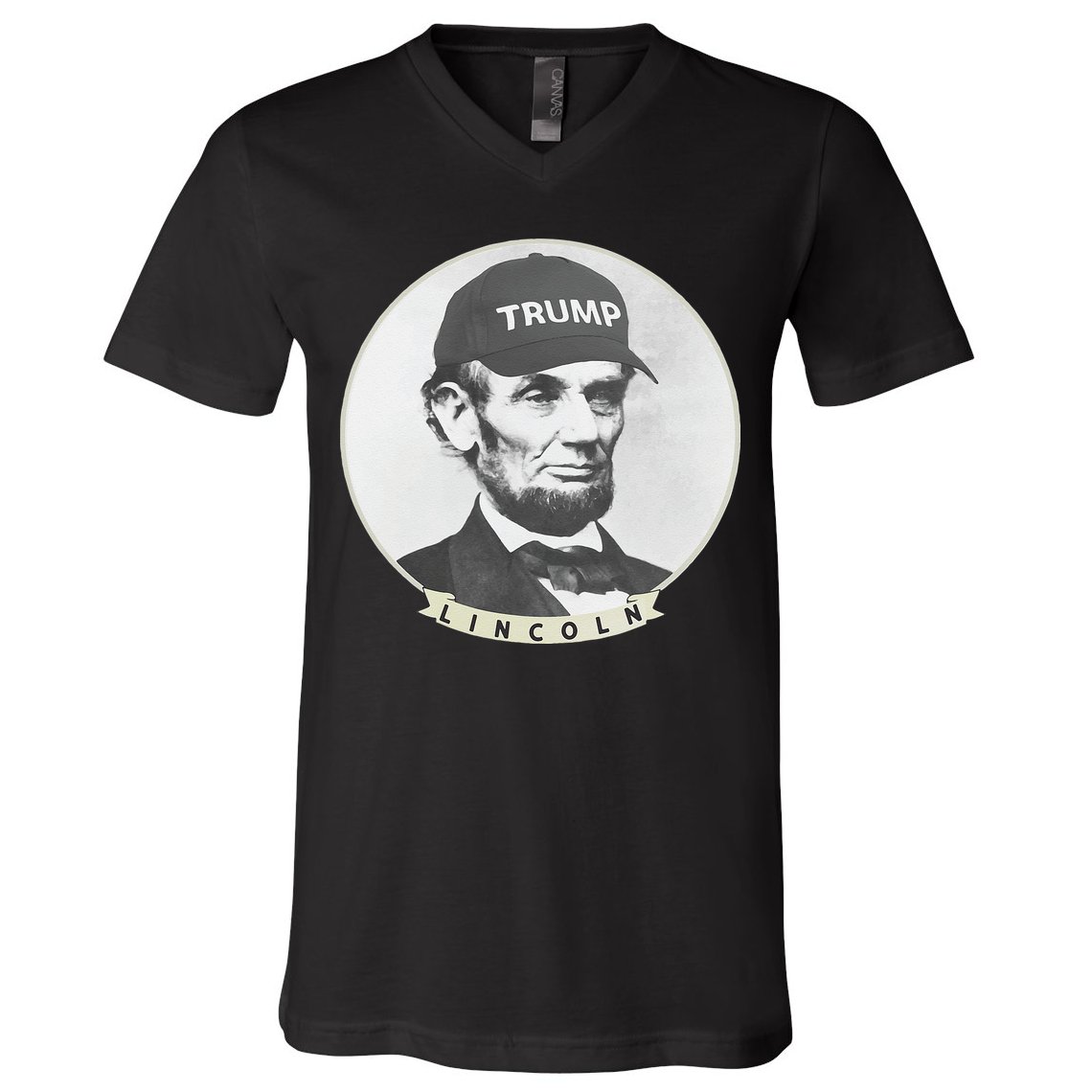 Lincoln Wearing Trump Hat Funny Abe Merica Abraham V-Neck T-Shirt