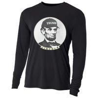 Lincoln Wearing Trump Hat Funny Abe Merica Abraham Cooling Performance Long Sleeve Crew