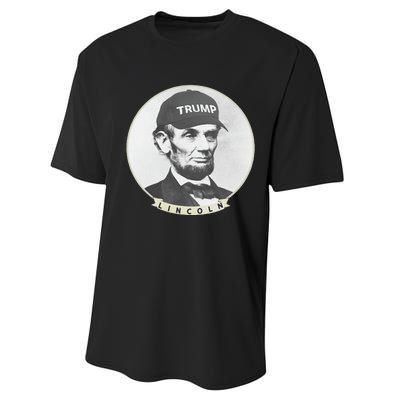 Lincoln Wearing Trump Hat Funny Abe Merica Abraham Performance Sprint T-Shirt