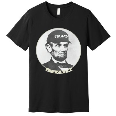 Lincoln Wearing Trump Hat Funny Abe Merica Abraham Premium T-Shirt