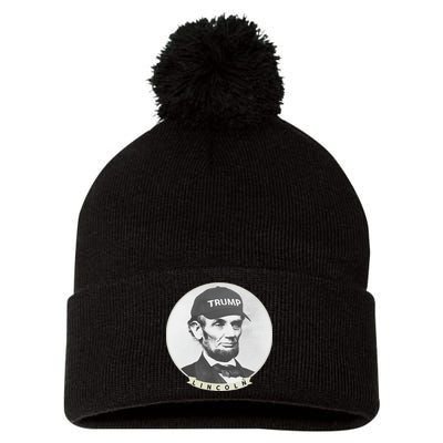 Lincoln Wearing Trump Hat Funny Abe Merica Abraham Pom Pom 12in Knit Beanie